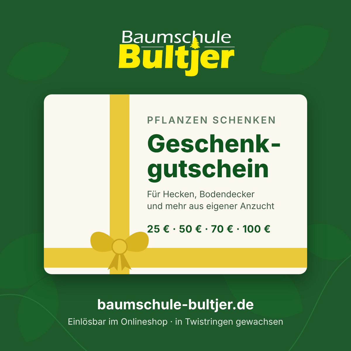 Geschenkgutschein der Baumschule Bultjer